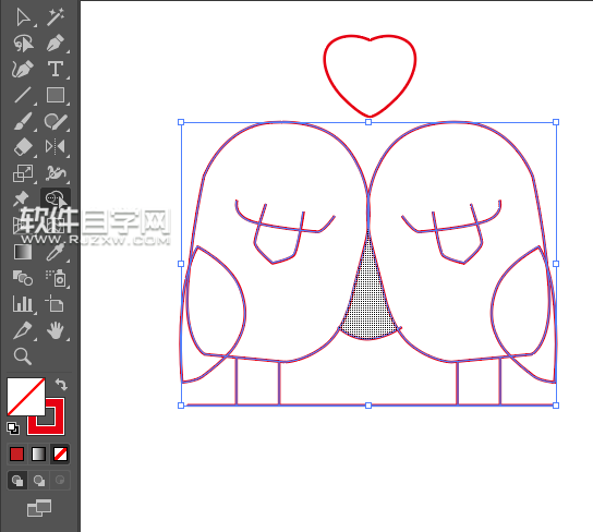 ai怎么畫(huà)一對(duì)愛(ài)心小鳥(niǎo)