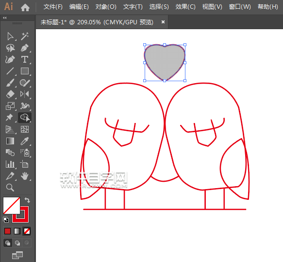 ai怎么畫(huà)一對(duì)愛(ài)心小鳥(niǎo)