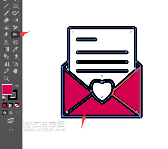 ai怎么畫愛情信封圖標