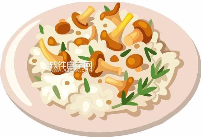 ai怎么畫一碗香菇炒菜效果