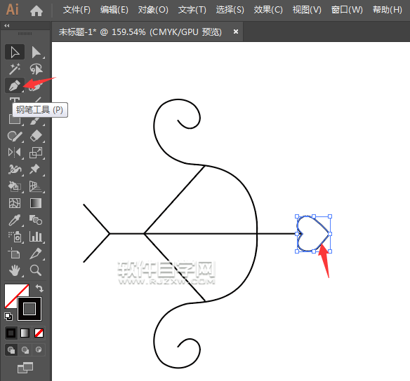 ai怎么畫丘比特的箭