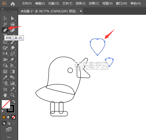 ai怎么畫一個示愛的小鳥