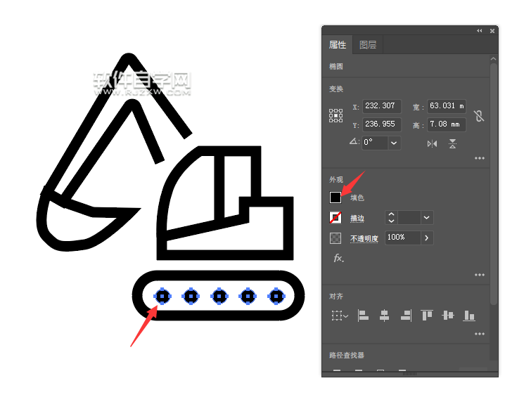 ai怎么畫簡化的挖土機圖案