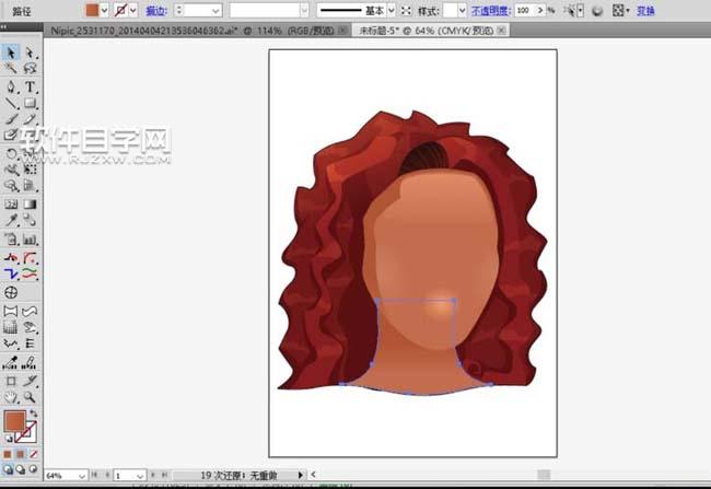 AI怎么畫紅發(fā)頭像