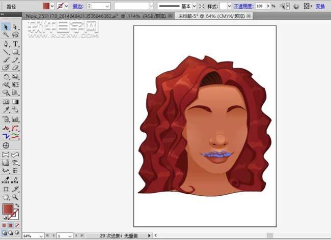 AI怎么畫紅發(fā)頭像