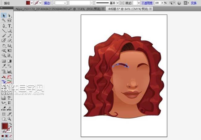 AI怎么畫紅發(fā)頭像