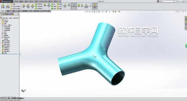 SolidWorks曲面填充和加厚縫合畫管道