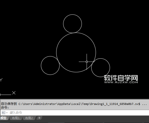 2018CAD怎么畫圓切三個小圓