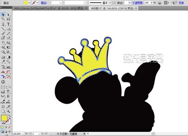 怎么用AI設(shè)計(jì)米奇國(guó)王圖案