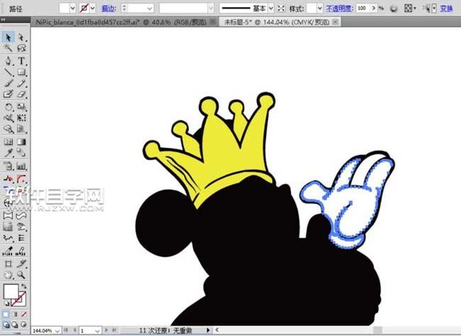 怎么用AI設(shè)計(jì)米奇國(guó)王圖案