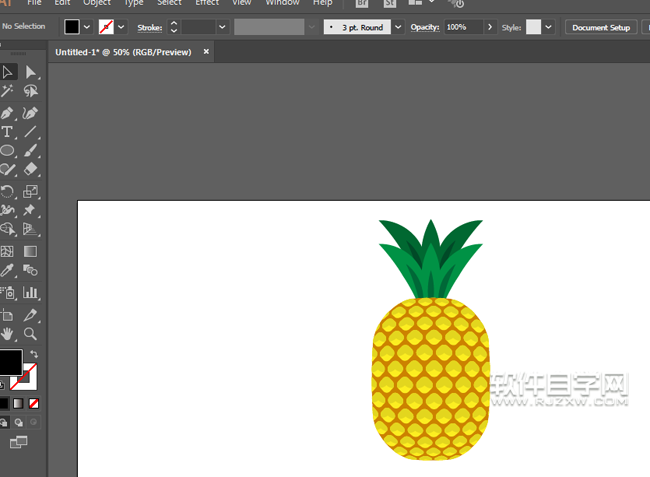 ai怎么設計卡通菠蘿簡筆畫