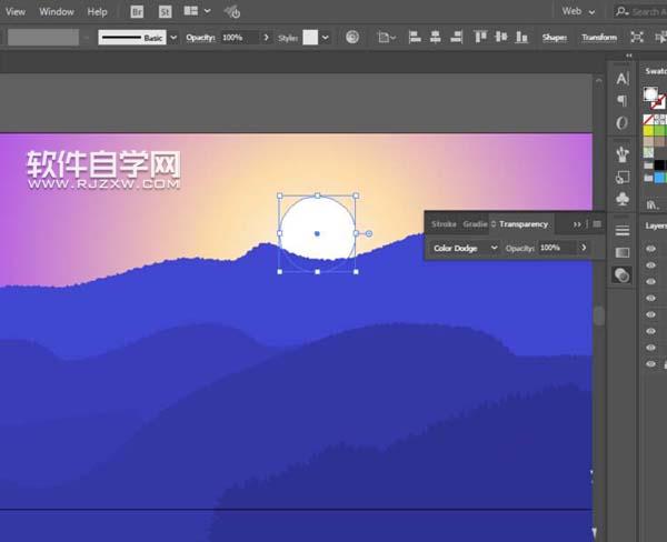 AI怎么設計夕陽西下的插畫