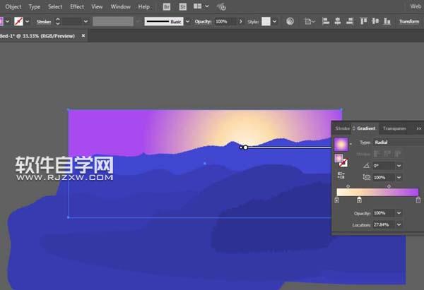 AI怎么設計夕陽西下的插畫
