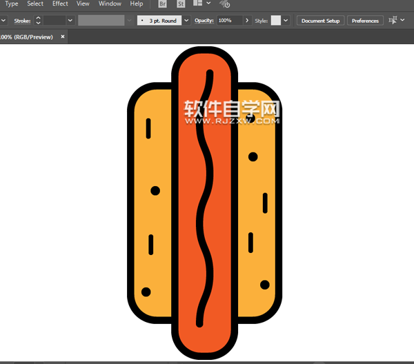 怎么用ai畫火腿腸面包