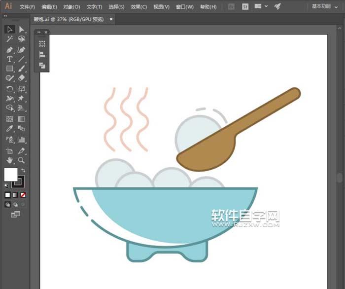 AI怎么畫一碗湯圓簡筆畫