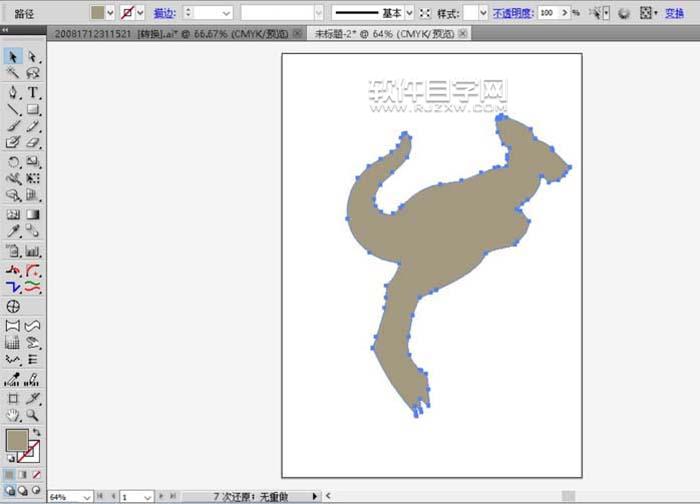 AI怎么繪制袋鼠簡筆畫