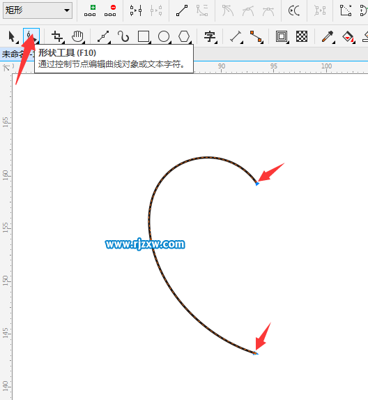 利用CDR節點對齊繪制對稱的心形圖