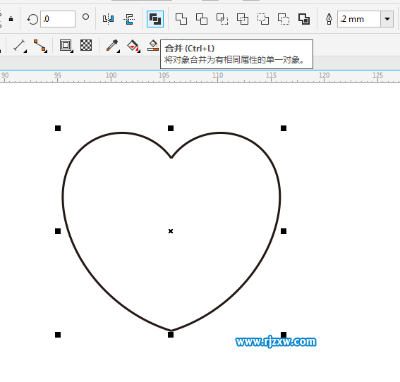 利用CDR節點對齊繪制對稱的心形圖