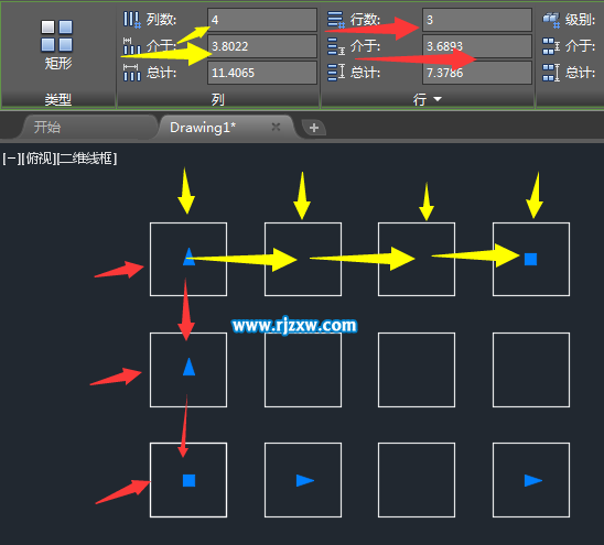 CAD矩形陣列怎么設置參數