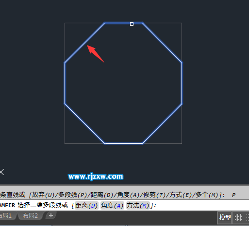 CAD怎么同時倒矩形的四個角