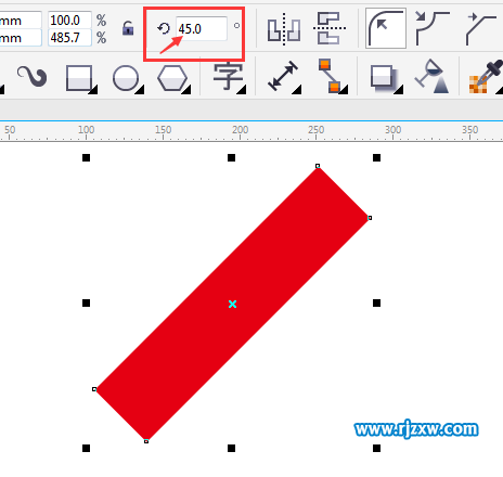 CDRX7設置矩形旋轉角度為45度的方法
