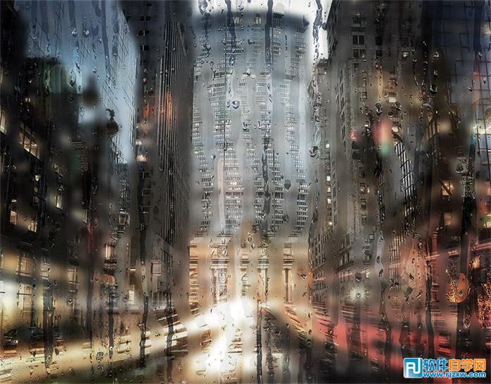 PS制作雨天濕玻璃效果圖片