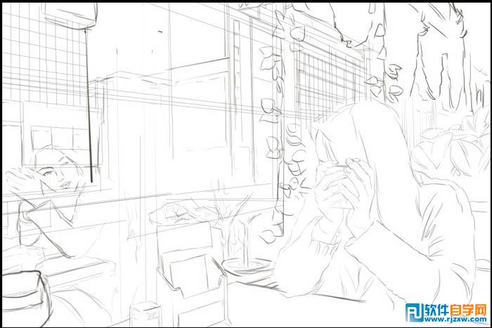 PS繪制靜靜等待的美女教程