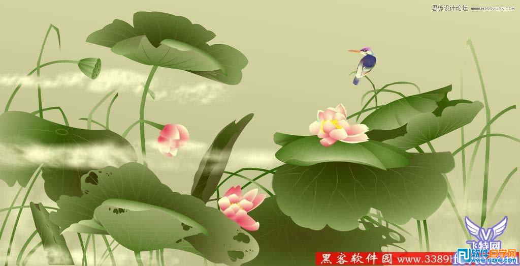 用CorelDrawX6設(shè)計清新荷花圖教程