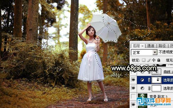 PS怎么給樹林模特調些較暗的晨曦陽光