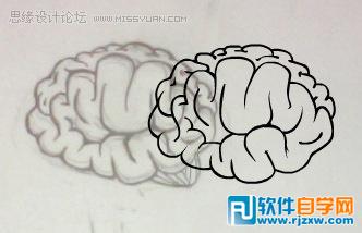 Illustrator教你怎么繪制大腦圖標