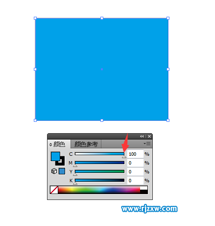 怎么給Ai圖形設置100%的青色
