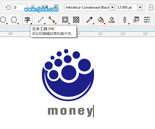 CDRX8制作以圓形為主題的MONEY標志