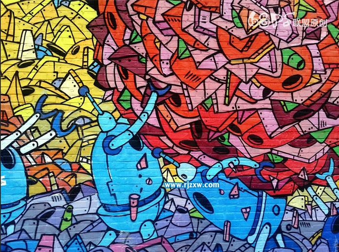 PS設計人物照片涂鴉墻效果