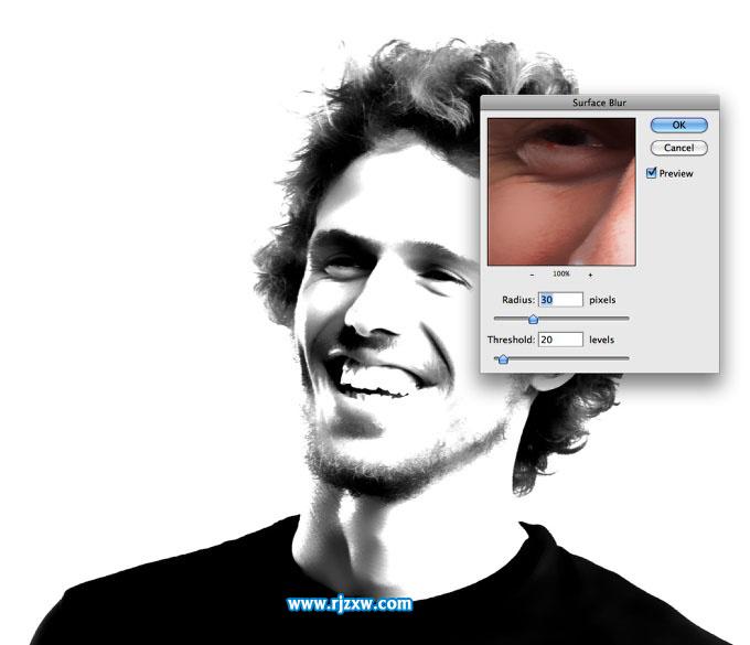 PS制作黑白效果的網紋人像圖片