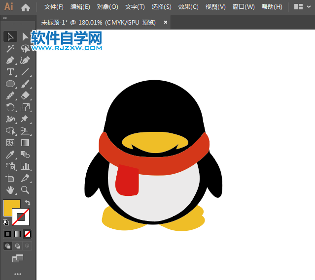 ai如何畫QQ企鵝圖標