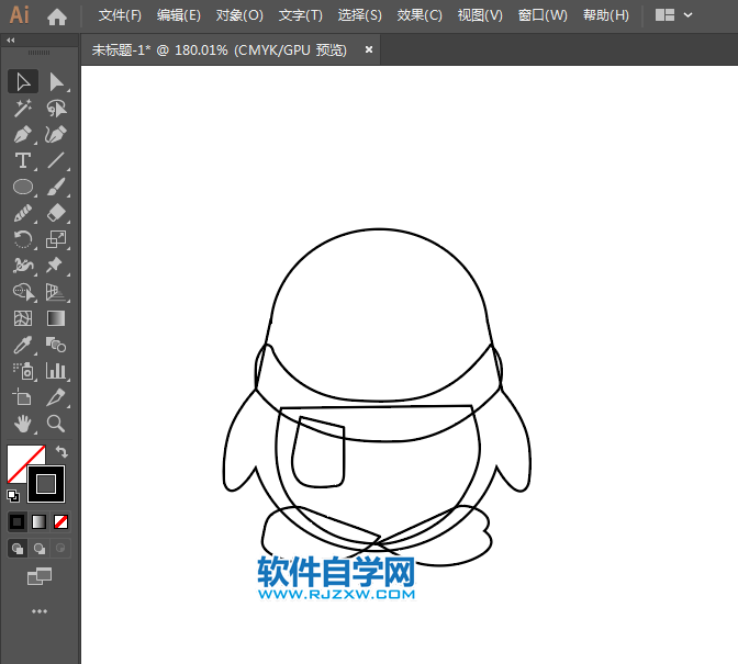 ai如何畫QQ企鵝圖標