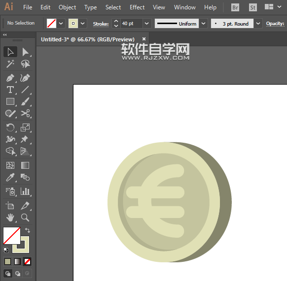 ai怎么畫歐元標識？
