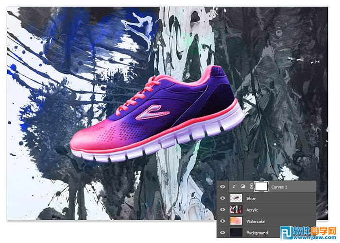photoshop噴濺效果的運動鞋