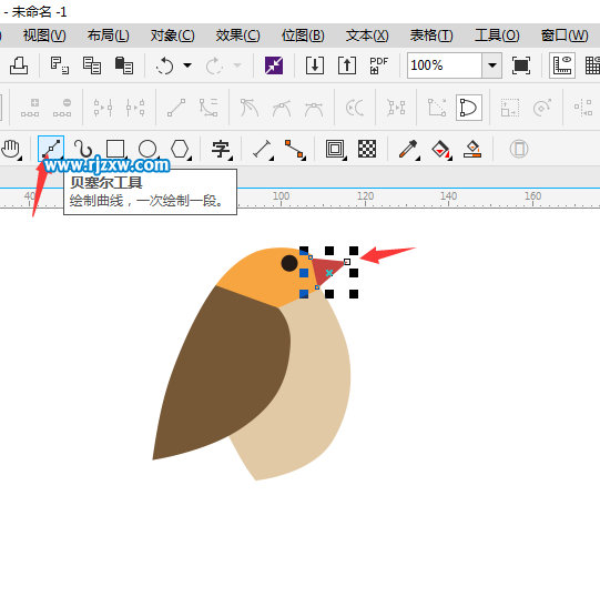 利用CDR貝塞爾工具設(shè)計(jì)小鳥簡筆畫