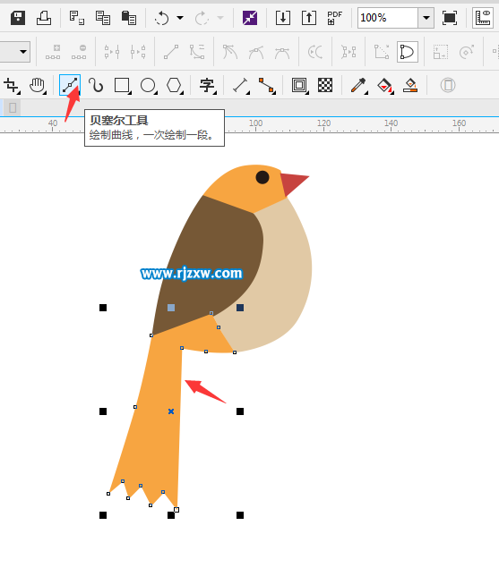 利用CDR貝塞爾工具設(shè)計(jì)小鳥簡筆畫
