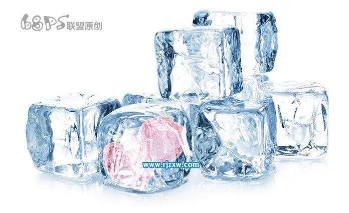 ps怎么把水果到冰塊里