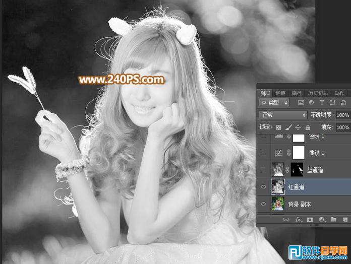 PS多個通道摳出多發絲美女人物圖