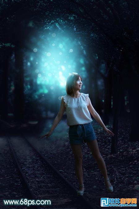 PS打造夢幻人物的暗青色逆光效果