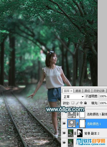 PS打造夢幻人物的暗青色逆光效果