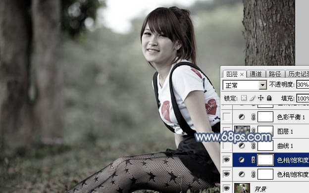 PS打造唯美的中性藍色外景美女圖片